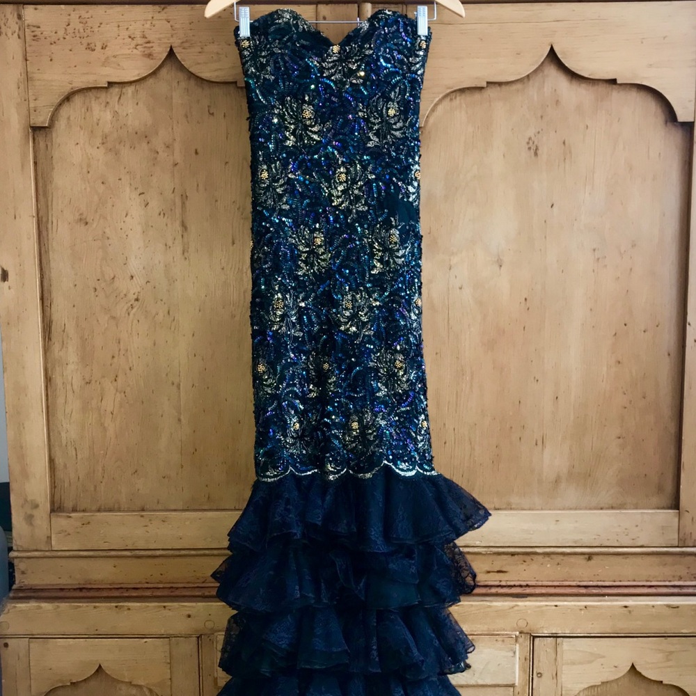 Vintage Beaded Sequin Evening Gown
